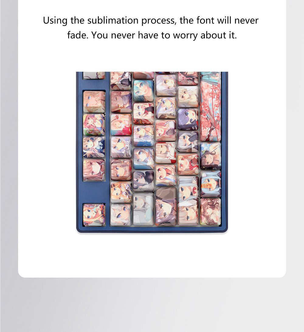 OMO cartoon anime beautiful young girl OEM profile Dye Sub Keycap for mechanical keyboard 60 87 104 tkl ansi xd64 bm60 bm68 OMO cartoon anime beautiful young girl OEM profile Dye Sub Keycap for mechanical keyboard 60 87 104 tkl ansi xd64 bm60 bm68