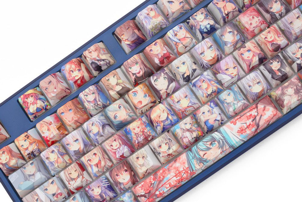 OMO cartoon anime beautiful young girl Cherry profile Dye Sub Keycap for mechanical keyboard 60 87 104 tkl ansi xd64 bm60 bm68