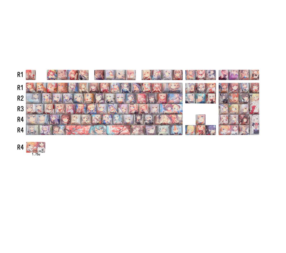 OMO cartoon anime beautiful young girl Cherry profile Dye Sub Keycap for mechanical keyboard 60 87 104 tkl ansi xd64 bm60 bm68