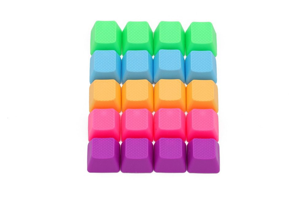 taihao Rubber Gaming Keycap Set Rubberized Doubleshot Cherry MX OEM Profile 20 key magenta purple Neon Green Yellow Light Blue