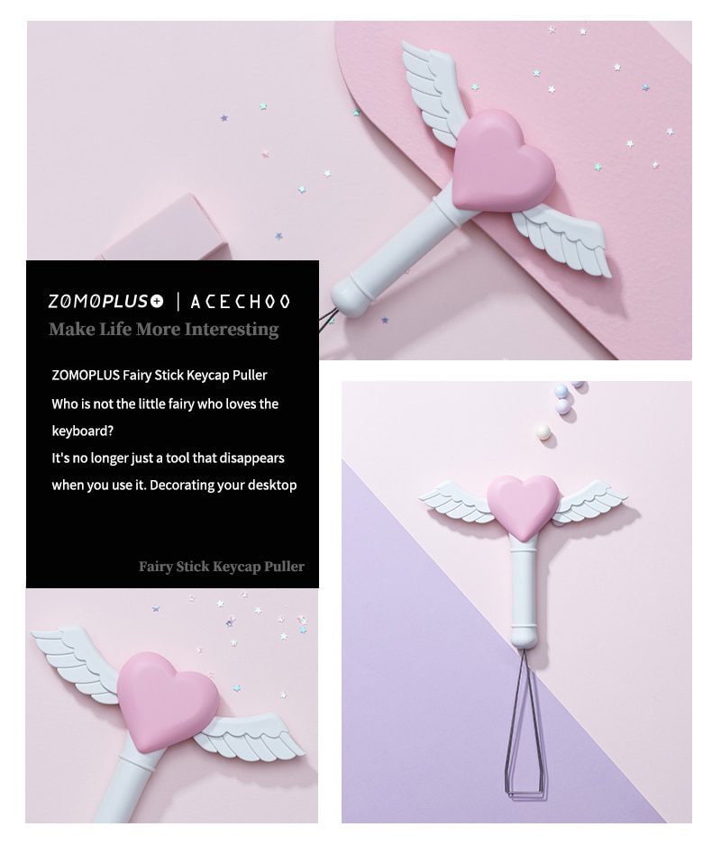 ZOMO Kawaii Cute Cat Paw Fairy Stick Golden Hoop Keycap Puller for Mechanical Keyboard Custom Keyboard Key Puller ZOMO Kawaii Cute Cat Paw Fairy Stick Golden Hoop Keycap Puller for Mechanical Keyboard Custom Keyboard Key Puller