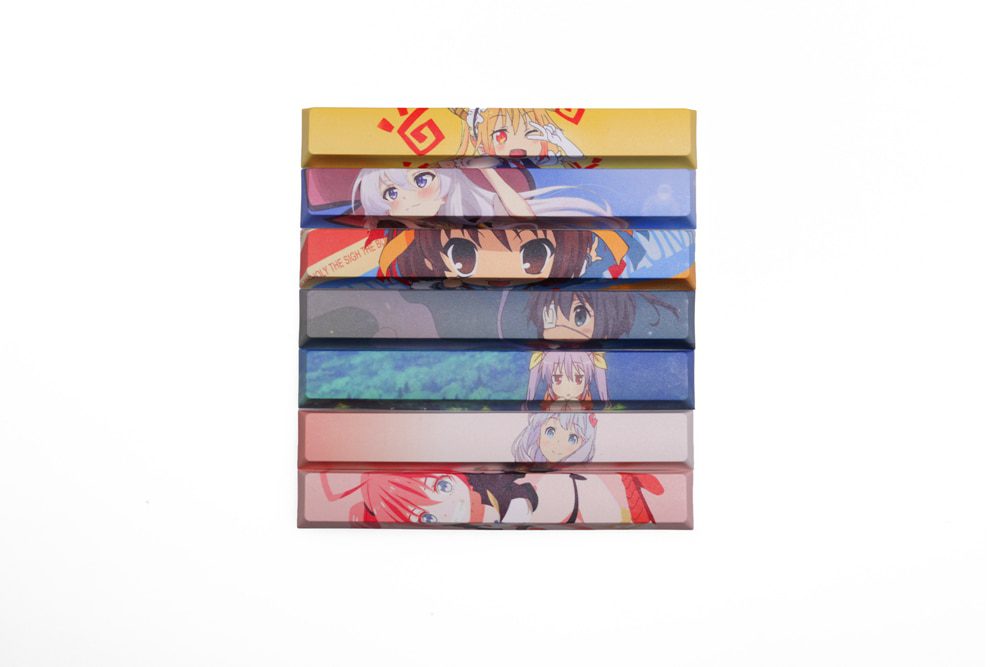 Allover dye subbed Keycap Novelty 6.25u spacebar pbt for custom keyboard Tohru KannaKamui Suzumiya Haruhi Izumi Sagiri Miyauchi