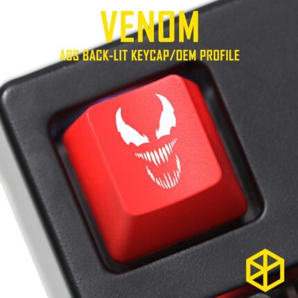 Novelty Shine Through Keycaps ABS Etched, Shine-Through venom superhero black red custom mechanical keyboard esc r4