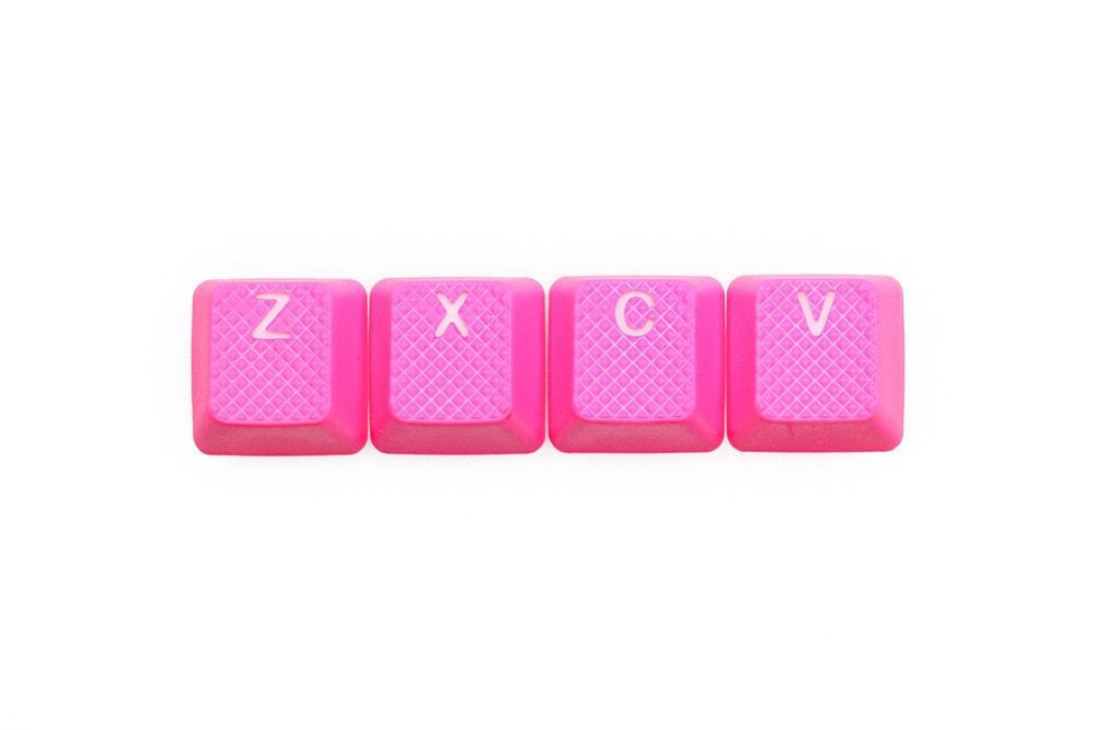 taihao Rubber Gaming Keycap Set Rubberized Doubleshot Cherry MX OEM Profile 4 key zxcv magenta light blue Neon Yellow Neon Green