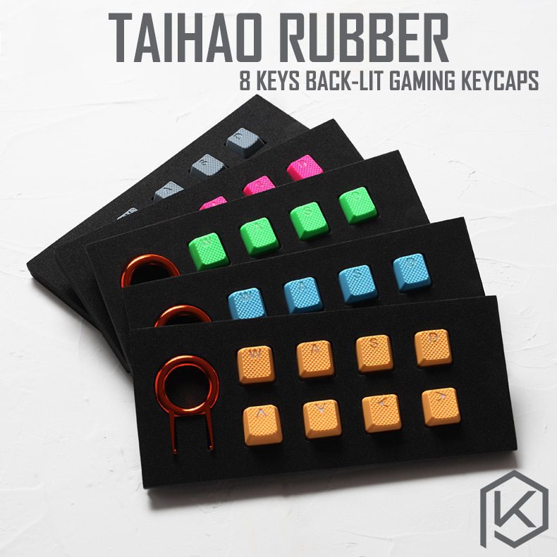 taihao Rubber Gaming Keycap Set Rubberized Doubleshot Cherry MX OEM Profile 4 key zxcv magenta light blue Neon Yellow Neon Green
