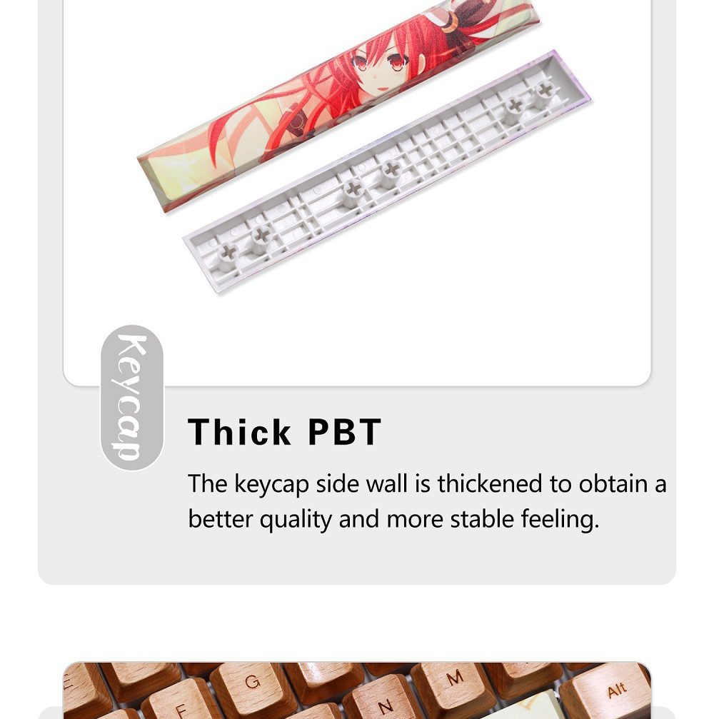 Allover dye subbed Keycap Novelty 6.25u spacebar pbt for keyboard Makise Kurisu Korosensei Emilia Kafuu Chino Tokisaki Kurumi Allover dye subbed Keycap Novelty 6.25u spacebar pbt for keyboard Makise Kurisu Korosensei Emilia Kafuu Chino Tokisaki Kurumi