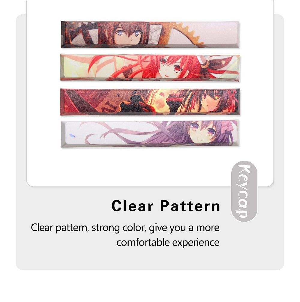 Allover dye subbed Keycap Novelty 6.25u spacebar pbt for keyboard Makise Kurisu Korosensei Emilia Kafuu Chino Tokisaki Kurumi Allover dye subbed Keycap Novelty 6.25u spacebar pbt for keyboard Makise Kurisu Korosensei Emilia Kafuu Chino Tokisaki Kurumi