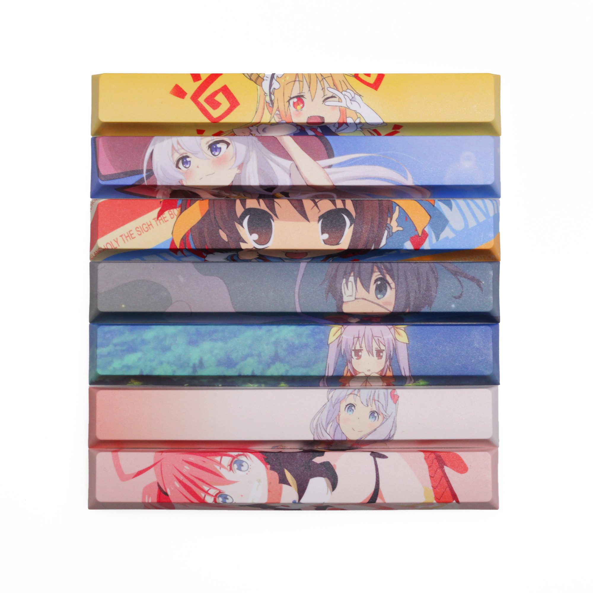 Allover dye subbed Keycap Novelty 6.25u spacebar pbt for keyboard KannaKamui Rem Tachibana Kanade Yuuki Asuna Tohsaka Rin Allover dye subbed Keycap Novelty 6.25u spacebar pbt for keyboard KannaKamui Rem Tachibana Kanade Yuuki Asuna Tohsaka Rin