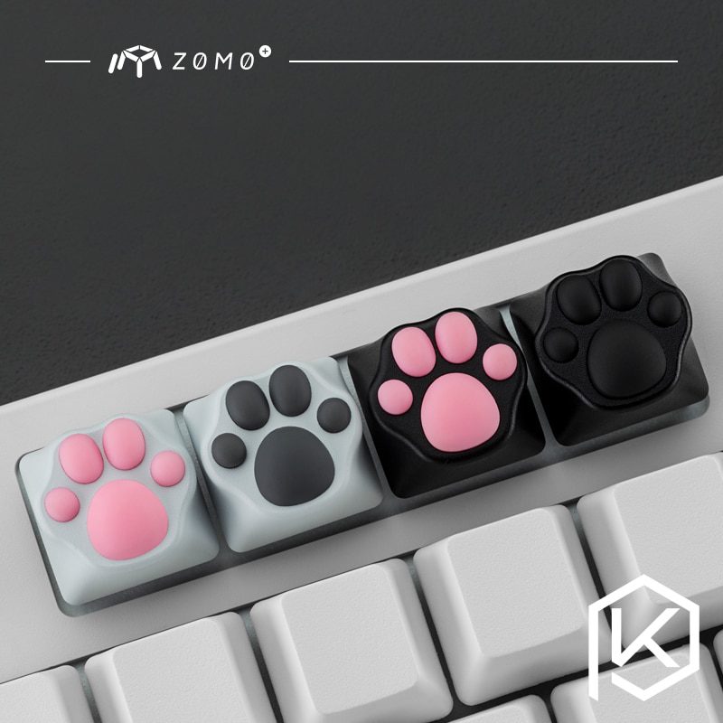 ZOMO PLUS 3D Printed Resin Silicone Transparent Cat Paw Keycap Multi-Color ABS & Silicon Artisan Keycap for Mechanical Keyboard