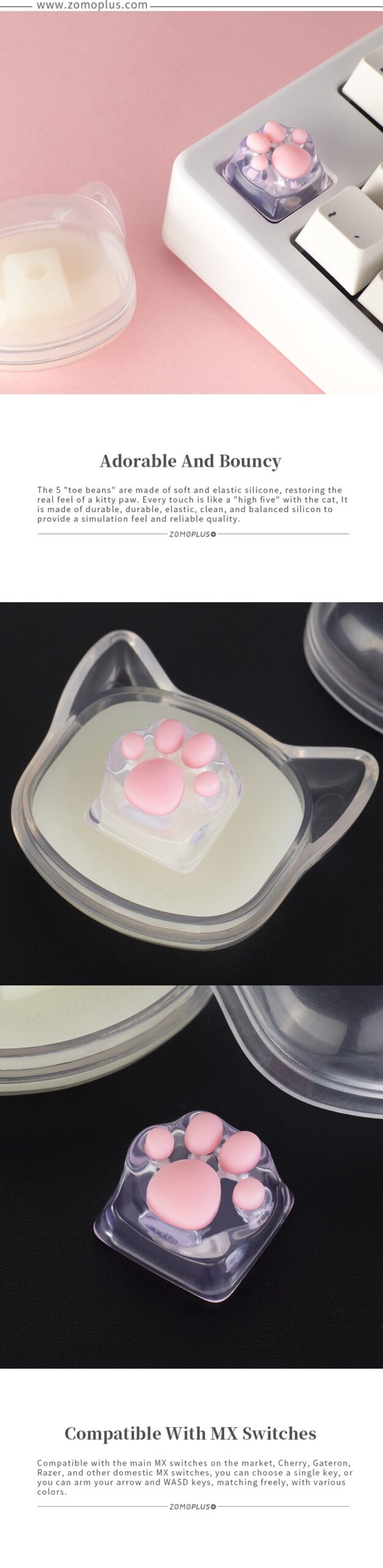 ZOMO PLUS 3D Printed Resin Silicone Transparent Cat Paw Keycap Multi-Color ABS & Silicon Artisan Keycap for Mechanical Keyboard ZOMO PLUS 3D Printed Resin Silicone Transparent Cat Paw Keycap Multi-Color ABS & Silicon Artisan Keycap for Mechanical Keyboard