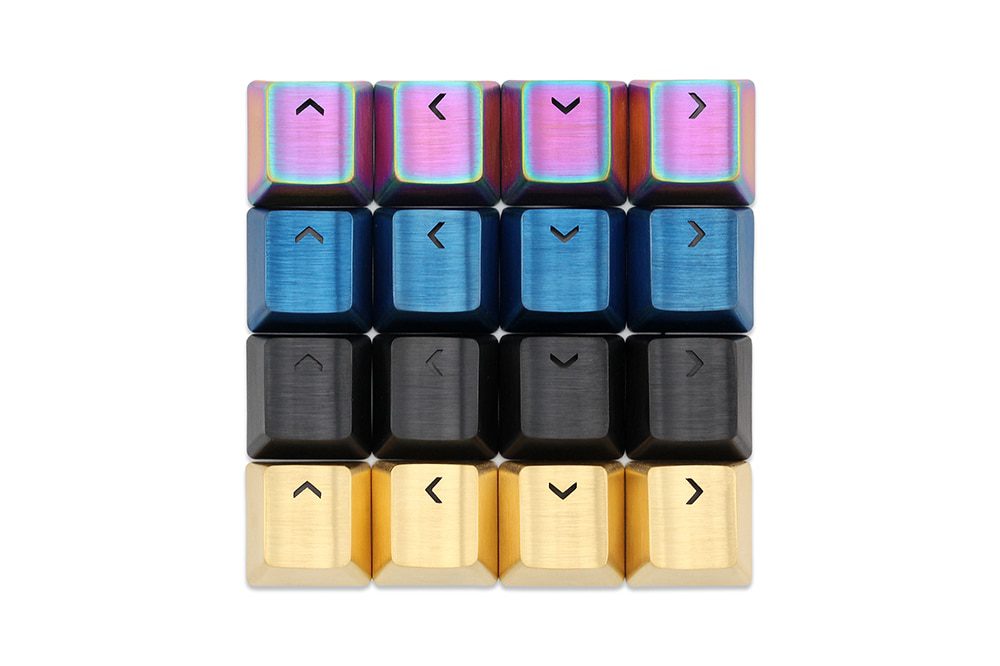Teamwolf stainless steel MX Metal Keycap for keyboard gaming key Arrow Key R4 light through back lit Black Blue Gold gradient Teamwolf stainless steel MX Metal Keycap for keyboard gaming key Arrow Key R4 light through back lit Black Blue Gold gradient