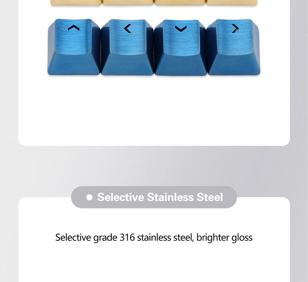 Teamwolf stainless steel MX Metal Keycap for keyboard gaming key Arrow Key R4 light through back lit Black Blue Gold gradient Teamwolf stainless steel MX Metal Keycap for keyboard gaming key Arrow Key R4 light through back lit Black Blue Gold gradient