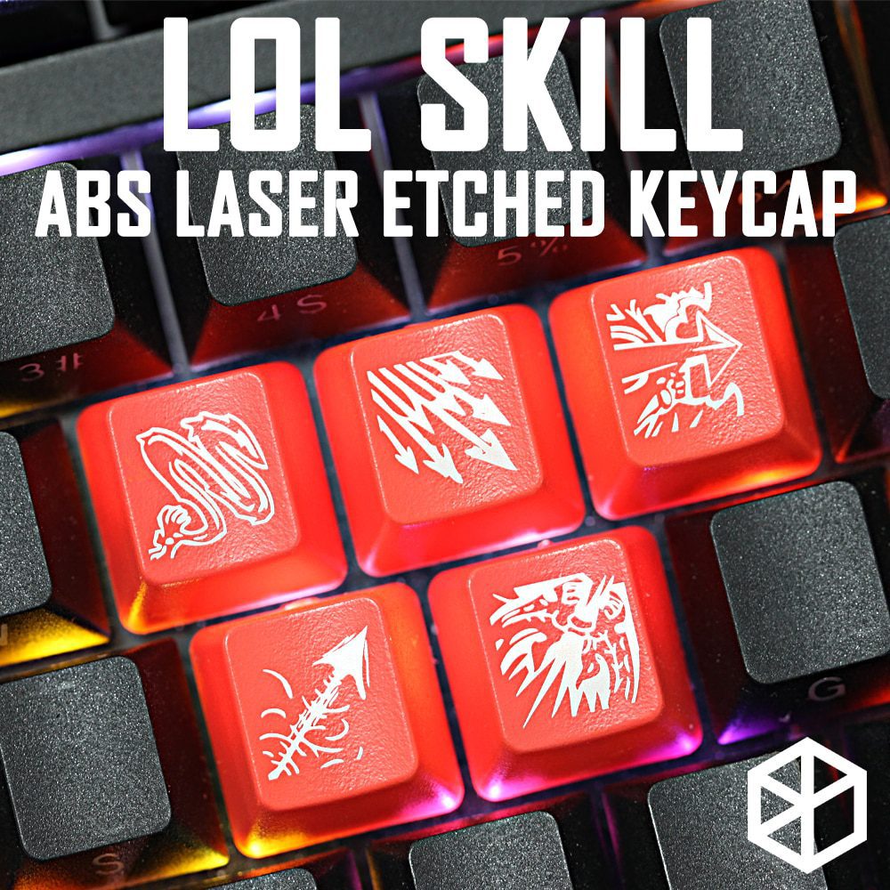 Novelty Shine Through Keycaps ABS Etched, Shine-Through lol black red r2 hero skill Zyra Twitch Kalista Kog Maw
