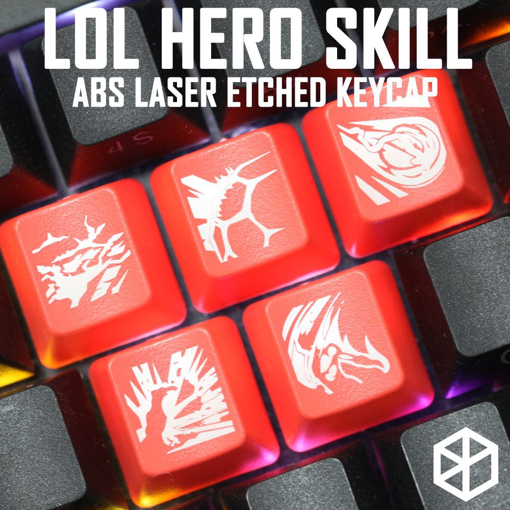Novelty Shine Through Keycaps ABS Etched, Shine-Through lol black red r2 hero skill Zyra Twitch Kalista Kog Maw