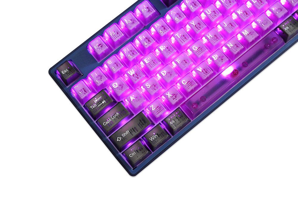 Taihao Purple Boom Translucent Cubic ABS Type Doubleshot Keycap for mechanical keyboard color of Purple Red Colorway All in One Taihao Purple Boom Translucent Cubic ABS Type Doubleshot Keycap for mechanical keyboard color of Purple Red Colorway All in One