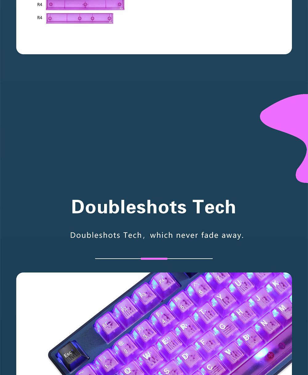 Taihao Purple Boom Translucent Cubic ABS Type Doubleshot Keycap for mechanical keyboard color of Purple Red Colorway All in One Taihao Purple Boom Translucent Cubic ABS Type Doubleshot Keycap for mechanical keyboard color of Purple Red Colorway All in One