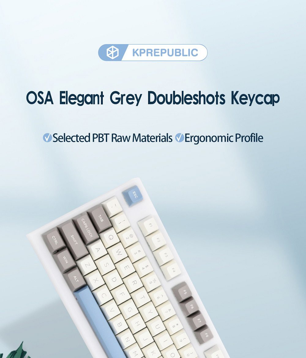 WM OSA Profile Elegant Grey PBT doubleshot keycap for mx stem keyboard all in One 60 87 104 tkl ansi bm60 bm65 bm68 xd64 xd68 WM OSA Profile Elegant Grey PBT doubleshot keycap for mx stem keyboard all in One 60 87 104 tkl ansi bm60 bm65 bm68 xd64 xd68