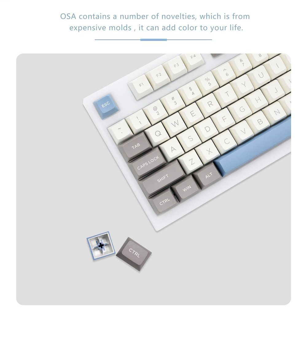 WM OSA Profile Elegant Grey PBT doubleshot keycap for mx stem keyboard all in One 60 87 104 tkl ansi bm60 bm65 bm68 xd64 xd68 WM OSA Profile Elegant Grey PBT doubleshot keycap for mx stem keyboard all in One 60 87 104 tkl ansi bm60 bm65 bm68 xd64 xd68