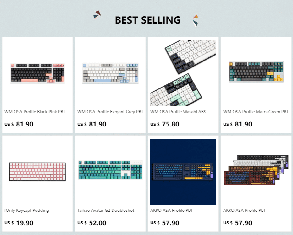 WM OSA Profile Elegant Grey PBT doubleshot keycap for mx stem keyboard all in One 60 87 104 tkl ansi bm60 bm65 bm68 xd64 xd68