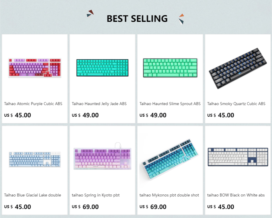 Taihao Haunted Jelly Jade ABS Doubleshot Keycap Translucent Cubic for mechanical keyboard color of Green Colorway