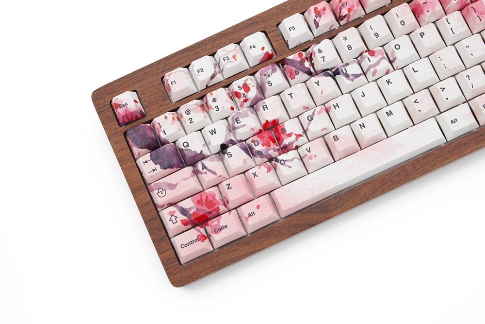 [only keycap] cherry profile all over Dye Sub Keycap loop rain of flower for mechanical keyboard gh60 87 104 tkl ansi 3000 3494