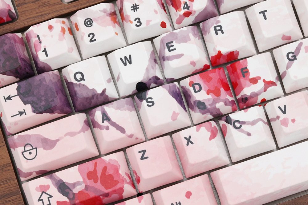 [only keycap] cherry profile all over Dye Sub Keycap loop rain of flower for mechanical keyboard gh60 87 104 tkl ansi 3000 3494