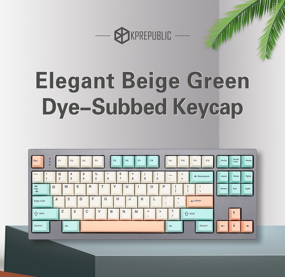 WM Elegant Beige Green Dye Sub Keycap Thick PBT Cherry Profile for keyboard 87 tkl 104 ansi xd64 bm60 xd68 bm65 bm68 WM Elegant Beige Green Dye Sub Keycap Thick PBT Cherry Profile for keyboard 87 tkl 104 ansi xd64 bm60 xd68 bm65 bm68