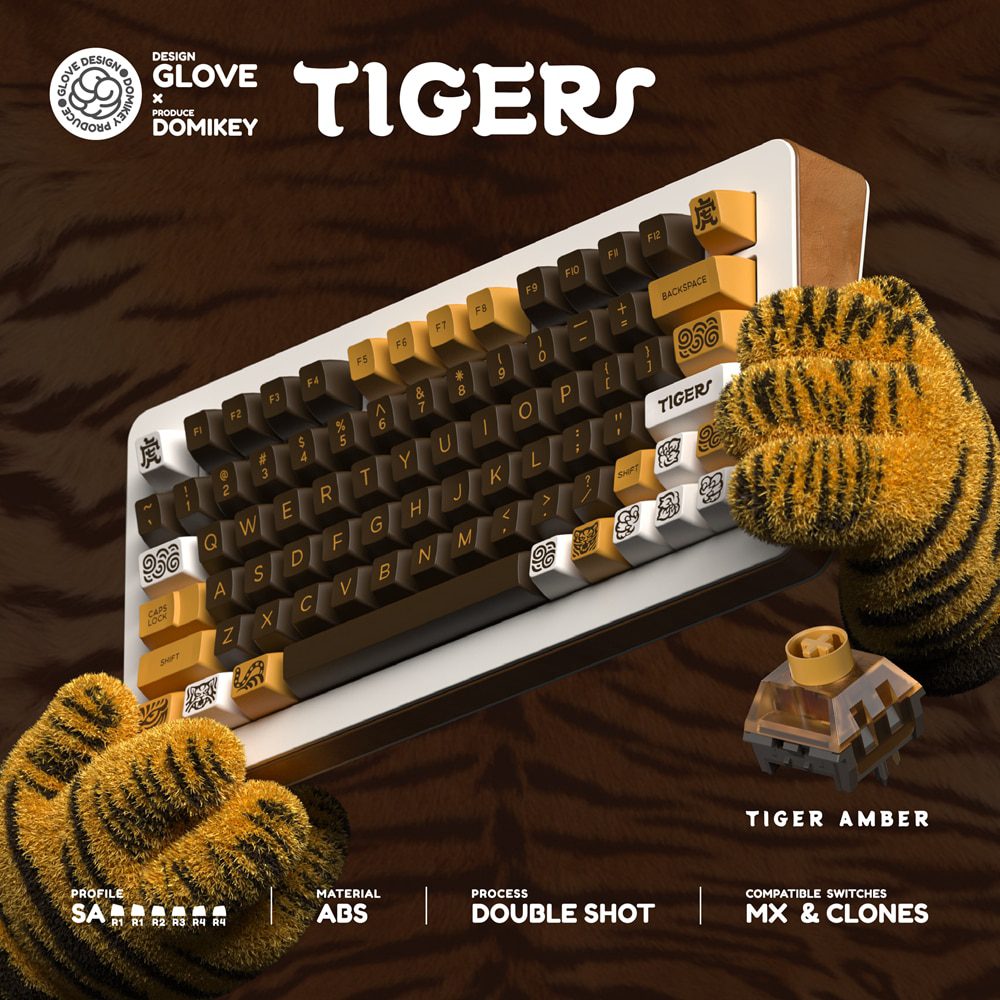 Glove X Domikey SA Tiger abs doubleshot keycap for mx stem keyboard poker 87 104 gh60 xd64 xd68 xd87 bm60 bm65 bm80 Glove X Domikey SA Tiger abs doubleshot keycap for mx stem keyboard poker 87 104 gh60 xd64 xd68 xd87 bm60 bm65 bm80