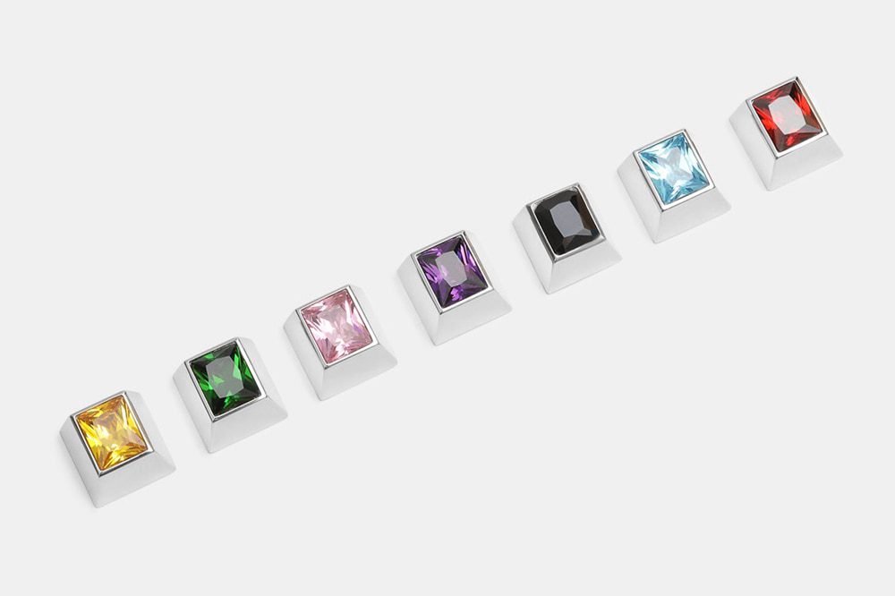 Sadan Silver Gem Backlit Silver Artisan keycaps for mx stem mechanical keyboards yellow pink blue red green purple black