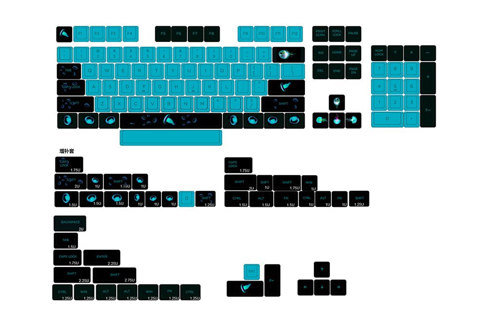 XDA V2 Ocean Jellyfish Dye Sub Keycap Set thick PBT for keyboard gh60 poker 87 tkl 104 ansi xd64 bm60 xd68 xd84 xd96 Blue Black XDA V2 Ocean Jellyfish Dye Sub Keycap Set thick PBT for keyboard gh60 poker 87 tkl 104 ansi xd64 bm60 xd68 xd84 xd96 Blue Black