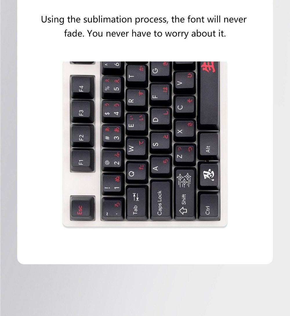OEM Black Samurai Dye Sub Keycap Set thick PBT for keyboard gh60 poker 87 tkl 104 ansi xd64 bm60 xd68 bm65 bm68 bm80 OEM Black Samurai Dye Sub Keycap Set thick PBT for keyboard gh60 poker 87 tkl 104 ansi xd64 bm60 xd68 bm65 bm68 bm80