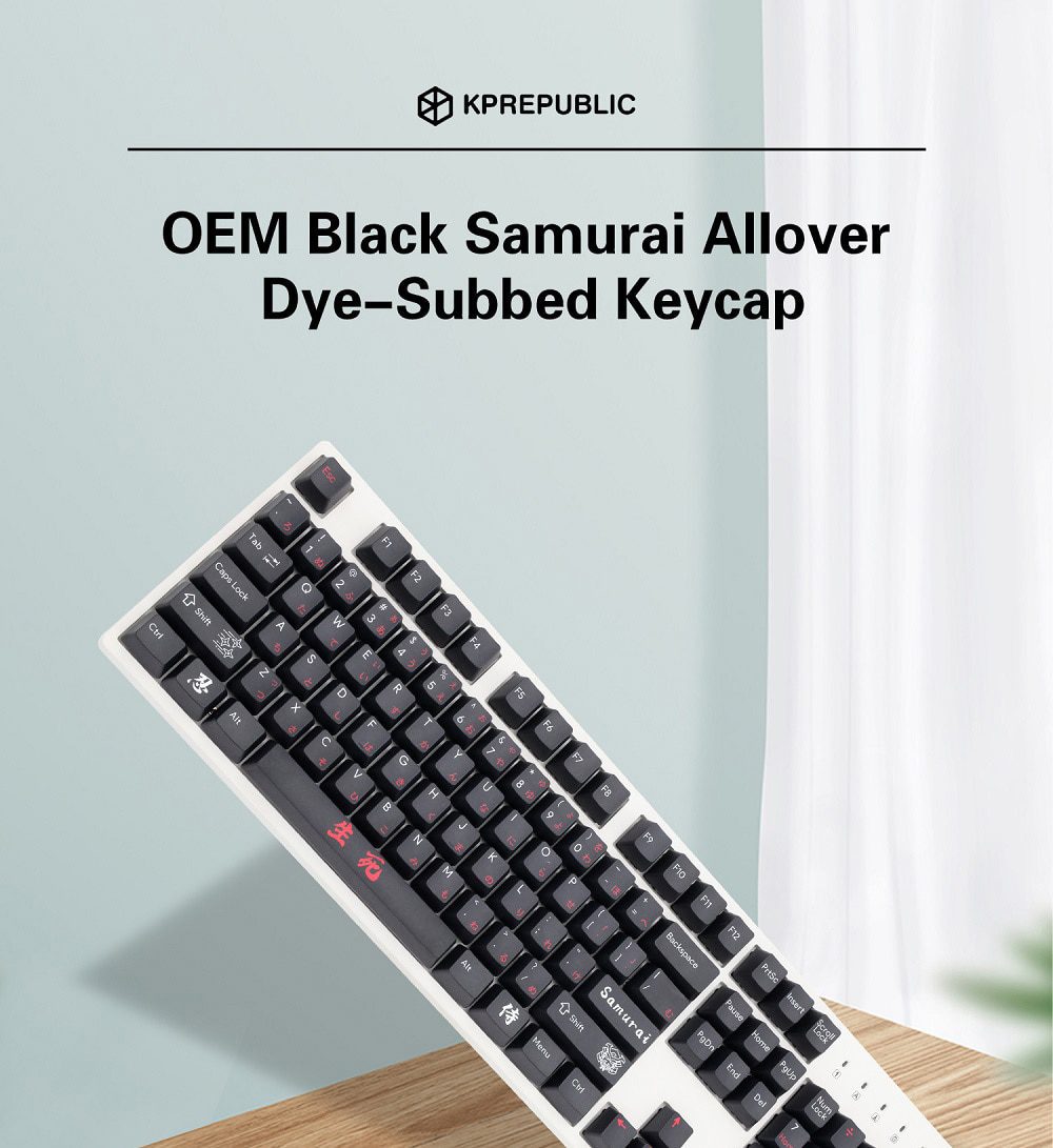 OEM Black Samurai Dye Sub Keycap Set thick PBT for keyboard gh60 poker 87 tkl 104 ansi xd64 bm60 xd68 bm65 bm68 bm80 OEM Black Samurai Dye Sub Keycap Set thick PBT for keyboard gh60 poker 87 tkl 104 ansi xd64 bm60 xd68 bm65 bm68 bm80