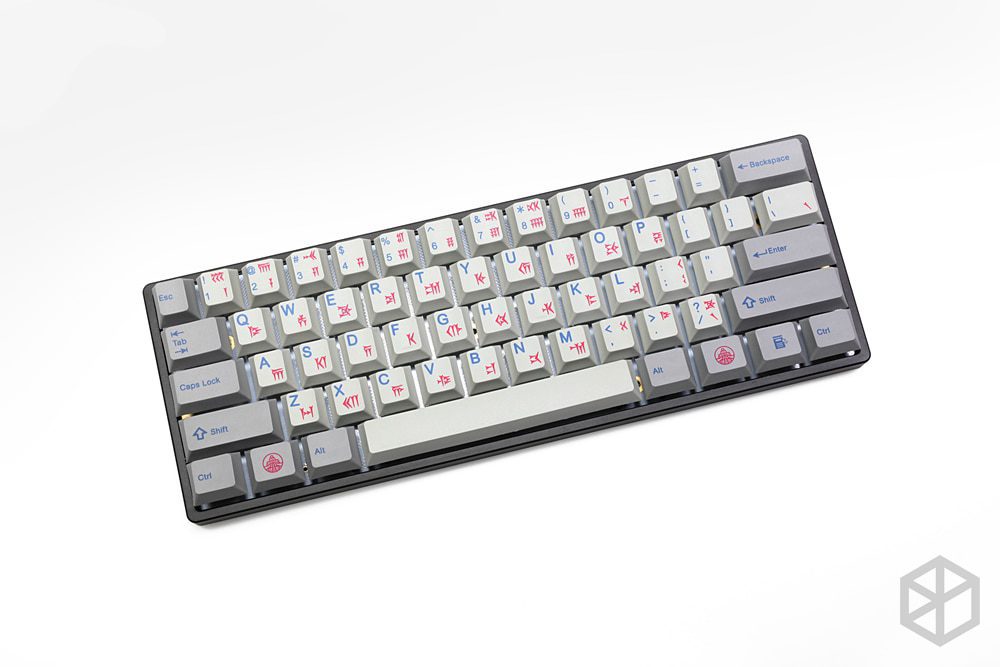139 Ancient Babylon cuneiform font language Cherry profile magenta blue Dye Sub Keycap PBT for gh60 xd60 xd84 tada68 87 104