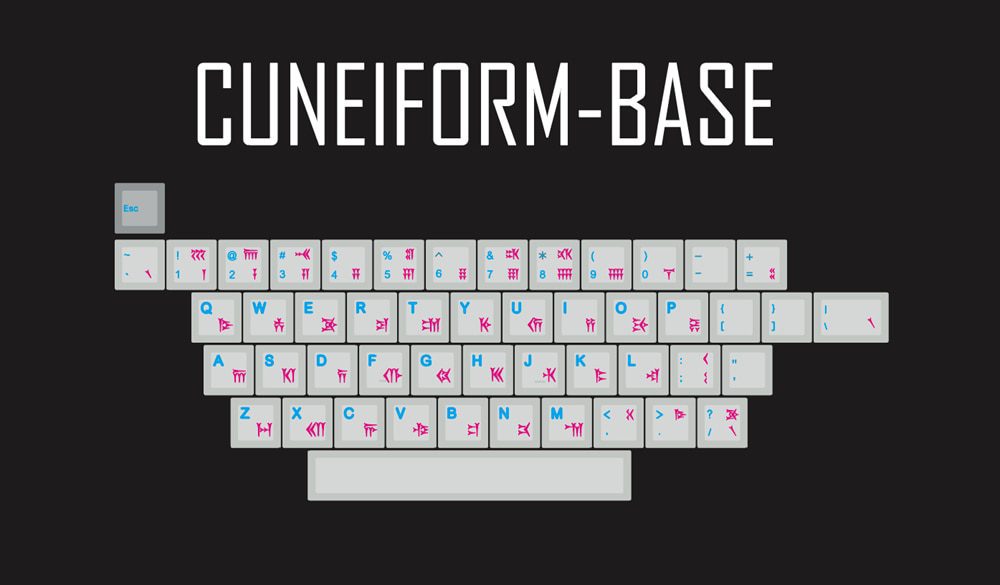 139 Ancient Babylon cuneiform font language Cherry profile magenta blue Dye Sub Keycap PBT for gh60 xd60 xd84 tada68 87 104