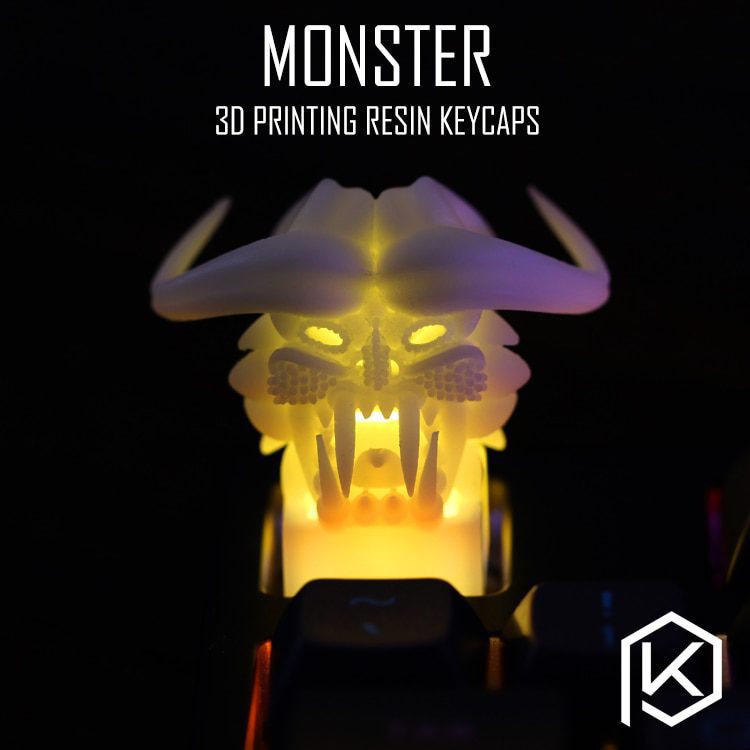 Novelty Shine Through Keycaps 3d printed print printing pla monster custom mechanical keyboards light Cherry MX compatible Novelty Shine Through Keycaps 3d printed print printing pla monster custom mechanical keyboards light Cherry MX compatible
