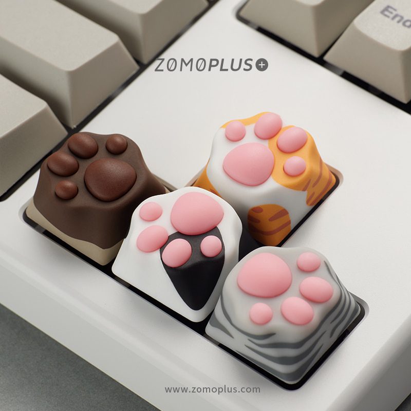 ZOMO PLUS Kawaii Cat Paw Keycap Multi-Color ABS & Silicon Artisan Keycap for Mechanical Keyboard Cow Cat Siamese Cat American ZOMO PLUS Kawaii Cat Paw Keycap Multi-Color ABS & Silicon Artisan Keycap for Mechanical Keyboard Cow Cat Siamese Cat American