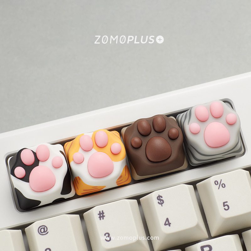 ZOMO PLUS Kawaii Cat Paw Keycap Multi-Color ABS & Silicon Artisan Keycap for Mechanical Keyboard Cow Cat Siamese Cat American ZOMO PLUS Kawaii Cat Paw Keycap Multi-Color ABS & Silicon Artisan Keycap for Mechanical Keyboard Cow Cat Siamese Cat American