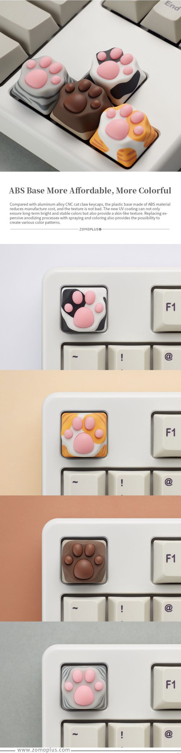 ZOMO PLUS Kawaii Cat Paw Keycap Multi-Color ABS & Silicon Artisan Keycap for Mechanical Keyboard Cow Cat Siamese Cat American ZOMO PLUS Kawaii Cat Paw Keycap Multi-Color ABS & Silicon Artisan Keycap for Mechanical Keyboard Cow Cat Siamese Cat American