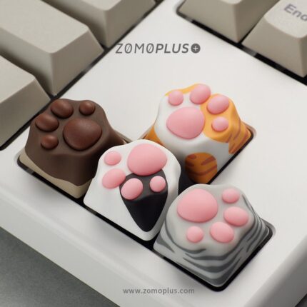 ZOMO PLUS Kawaii Cat Paw Keycap Multi-Color ABS & Silicon Artisan - Cow Cat Siamese Cat American