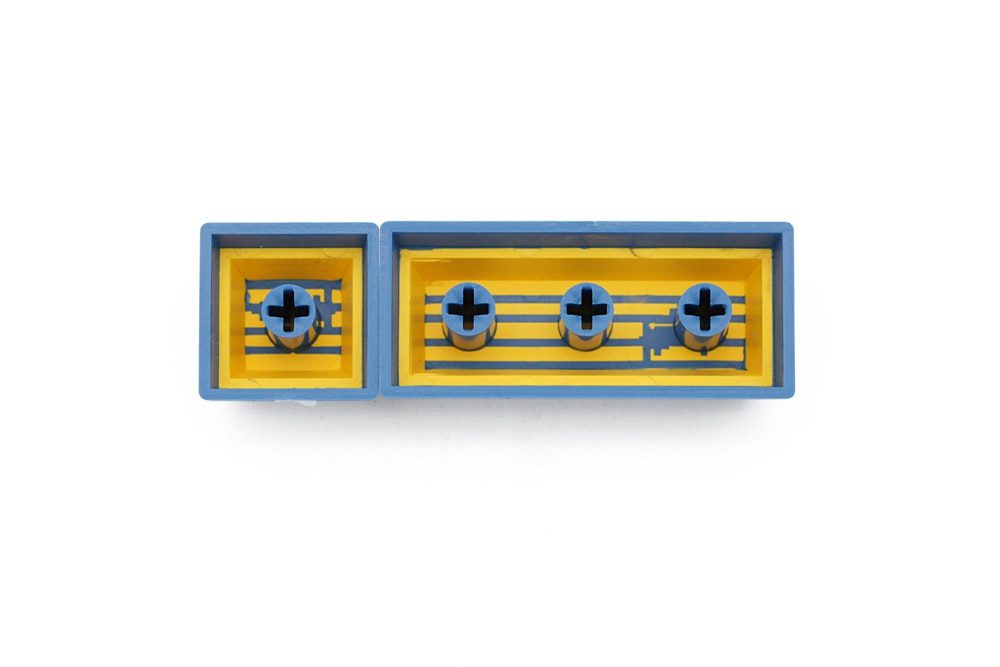 Domikey abs doubleshot keycap pixel heart blue yellow for oem dsa sa cherry profile poker 87 104 gh60 xd64 xd68 xd84 xd75 xd87