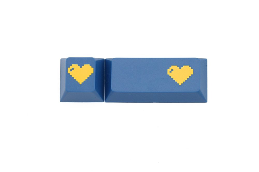 Domikey abs doubleshot keycap pixel heart blue yellow for oem dsa sa cherry profile poker 87 104 gh60 xd64 xd68 xd84 xd75 xd87