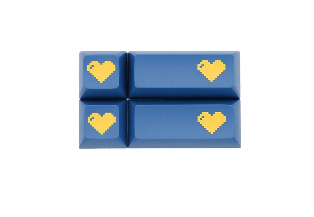 Domikey abs doubleshot keycap pixel heart blue yellow for oem dsa sa cherry profile poker 87 104 gh60 xd64 xd68 xd84 xd75 xd87