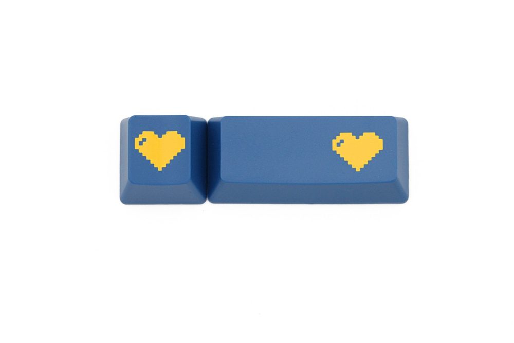 Domikey abs doubleshot keycap pixel heart blue yellow for oem dsa sa cherry profile poker 87 104 gh60 xd64 xd68 xd84 xd75 xd87
