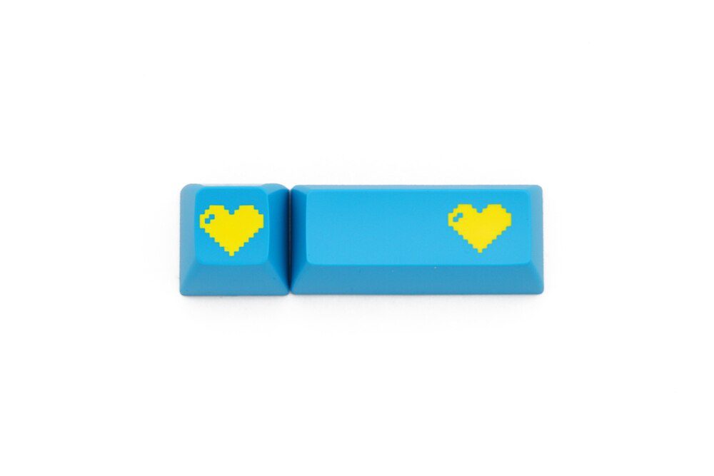Domikey abs doubleshot keycap pixel heart Light Blue yellow oem dsa sa cherry profile poker 87 104 gh60 xd64 xd68 xd84 xd75 xd87
