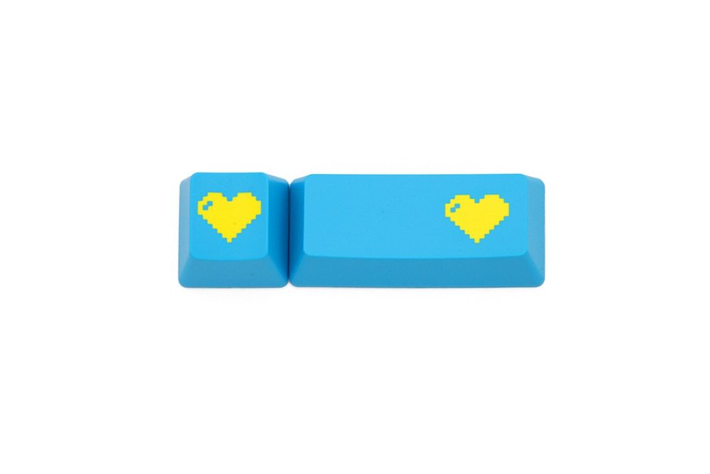 Domikey abs doubleshot keycap pixel heart Light Blue yellow oem dsa sa cherry profile poker 87 104 gh60 xd64 xd68 xd84 xd75 xd87