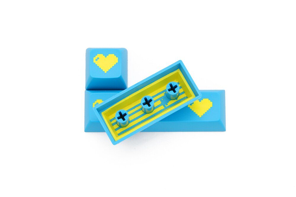 Domikey abs doubleshot keycap pixel heart Light Blue yellow oem dsa sa cherry profile poker 87 104 gh60 xd64 xd68 xd84 xd75 xd87