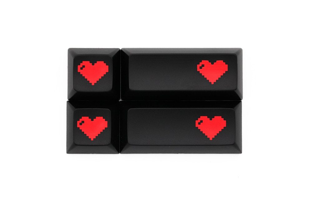 Domikey abs doubleshot keycap pixel heart black red oem dsa sa cherry profile poker 87 104 gh60 xd64 xd68 xd84 xd75 xd87