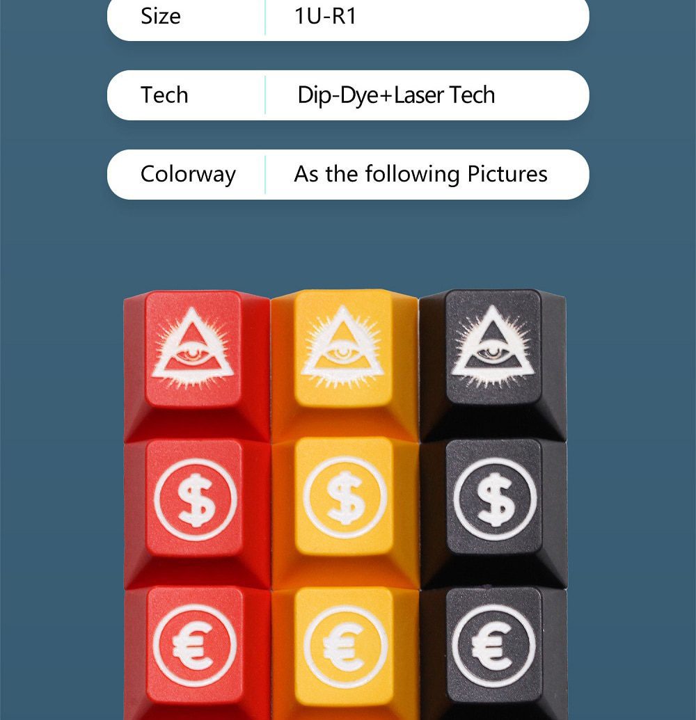 Novelty Eye of Providence All seeing Eye Dollar Euro Yen B Coin profile dip dye Laser pbt keycap for keyboard ESC r1 1x Red Novelty Eye of Providence All seeing Eye Dollar Euro Yen B Coin profile dip dye Laser pbt keycap for keyboard ESC r1 1x Red