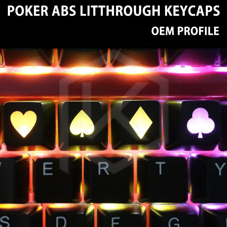 Novelty Shine Through Keycaps ABS Etched, light,Shine-Throughlucky poker oem profile red black Novelty Shine Through Keycaps ABS Etched, light,Shine-Throughlucky poker oem profile red black