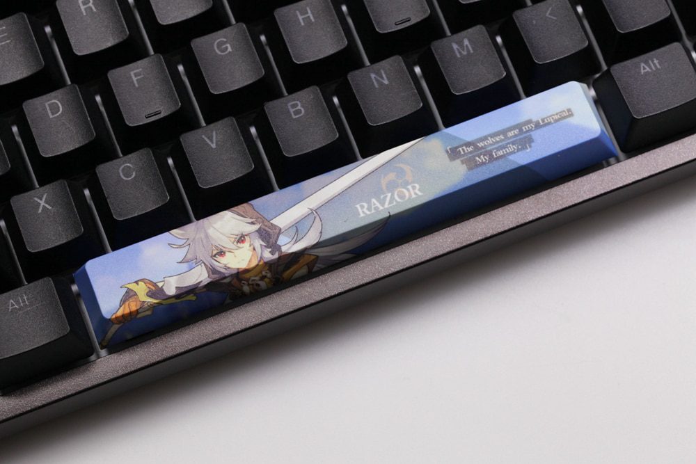 Allover dye subbed Keycap Novelty 6.25u spacebar pbt for mechanical keyboard Genshin Impact Diona Jean YanFei YunJin Goroou Allover dye subbed Keycap Novelty 6.25u spacebar pbt for mechanical keyboard Genshin Impact Diona Jean YanFei YunJin Goroou
